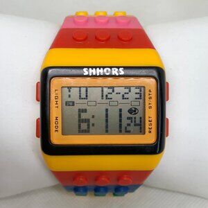 Shhors men’s Lego Block Silicone LCD Digital Light up Sport Watch 42mm running